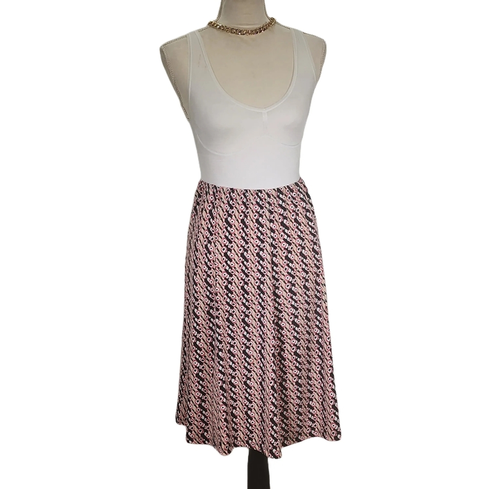 Sag Harbor. Y2K, geometric print skirt. Pink, white & Blank. Medium
